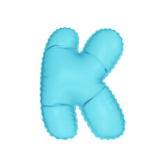 3D light pastel blue color helium balloon letter K
