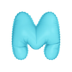 3D light pastel blue color helium balloon letter M