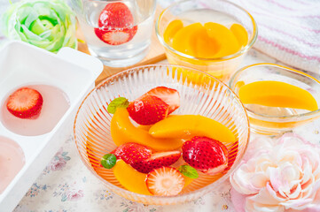 アガーで作るフルーツゼリー