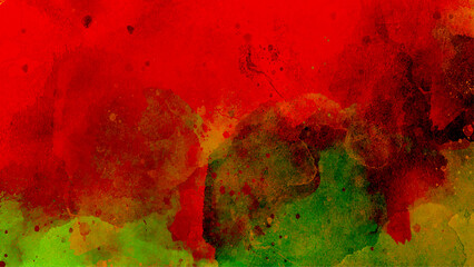 Red orange watercolor on paper. Abstract pattern. Coral color. Art background for design. Grunge. Daub stain blot splash.