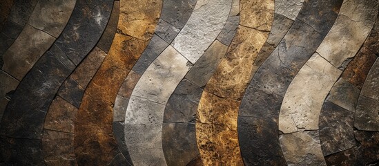 Top-down view of textured stone and ceramic floor tiles in a corridor. - Powered by Adobe