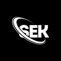 SEK logo. SEK letter. SEK letter logo design. Initials SEK logo linked with circle and uppercase monogram logo. SEK typography for technology, business and real estate brand.