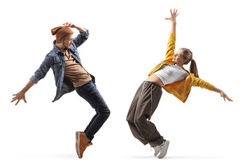 Guy and girl dancing hip-hop