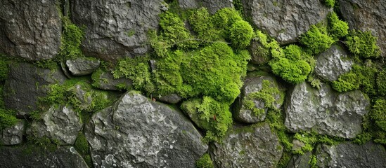 Moss texture on stone wall