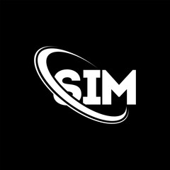 Fototapeta na wymiar SIM logo. SIM letter. SIM letter logo design. Initials SIM logo linked with circle and uppercase monogram logo. SIM typography for technology, business and real estate brand.