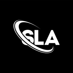 SLA logo. SLA letter. SLA letter logo design. Initials SLA logo linked with circle and uppercase monogram logo. SLA typography for technology, business and real estate brand.