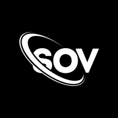 SOV logo. SOV letter. SOV letter logo design. Initials SOV logo linked with circle and uppercase monogram logo. SOV typography for technology, business and real estate brand.