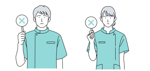 ケーシーを着た男女のイラスト 医療従事者