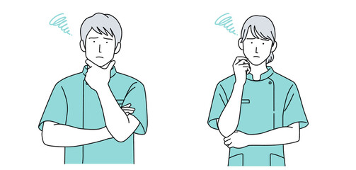 ケーシーを着た男女のイラスト 医療従事者