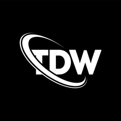 TDW logo. TDW letter. TDW letter logo design. Initials TDW logo linked with circle and uppercase monogram logo. TDW typography for technology, business and real estate brand.