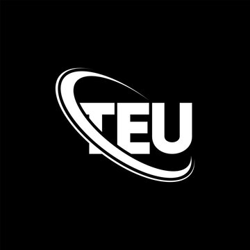 TEU logo. TEU letter. TEU letter logo design. Initials TEU logo linked with circle and uppercase monogram logo. TEU typography for technology, business and real estate brand.