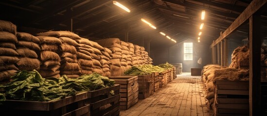 warehouse for storing tobacco harvest products
