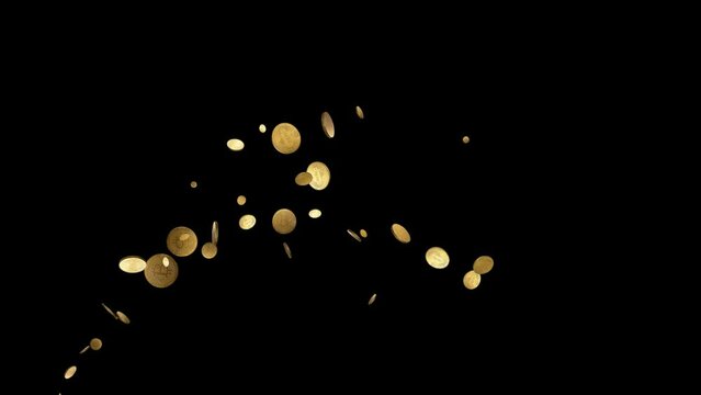 Exceptional Flowing Bitcoin From The Right. Outstanding Cryptocurrency Footage of Futuristic Investment. Excellent Crypto Element for Financial Industry