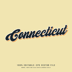 Connecticut text effect vector. Editable 3d college t-shirt design printable text effect vector