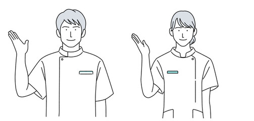 ケーシーを着た男女のイラスト 医療従事者