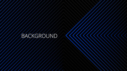 Black abstract background with blue triangular pattern, modern geometric texture, diagonal rays and angles	