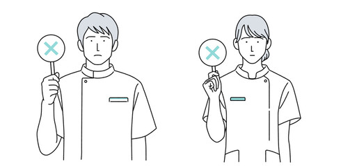 ケーシーを着た男女のイラスト 医療従事者