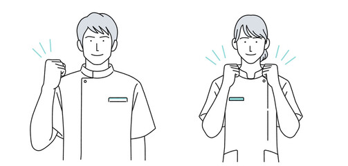 ケーシーを着た男女のイラスト 医療従事者