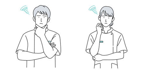 ケーシーを着た男女のイラスト 医療従事者