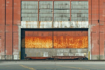 Industrial buildings and warehouses with cargo trucks