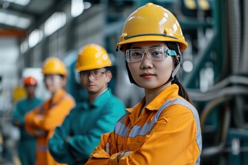 engineer team full skill quality for maintenance and training in industry factory worker