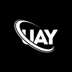 UAY logo. UAY letter. UAY letter logo design. Intitials UAY logo linked with circle and uppercase monogram logo. UAY typography for technology, business and real estate brand.
