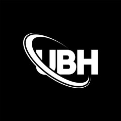 UBH logo. UBH letter. UBH letter logo design. Intitials UBH logo linked with circle and uppercase monogram logo. UBH typography for technology, business and real estate brand.