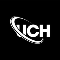 UCH logo. UCH letter. UCH letter logo design. Intitials UCH logo linked with circle and uppercase monogram logo. UCH typography for technology, business and real estate brand.