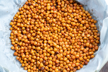 Roasted chickpeas with spices, Turkish appetizer.