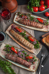 assorted georgian kebab top view
