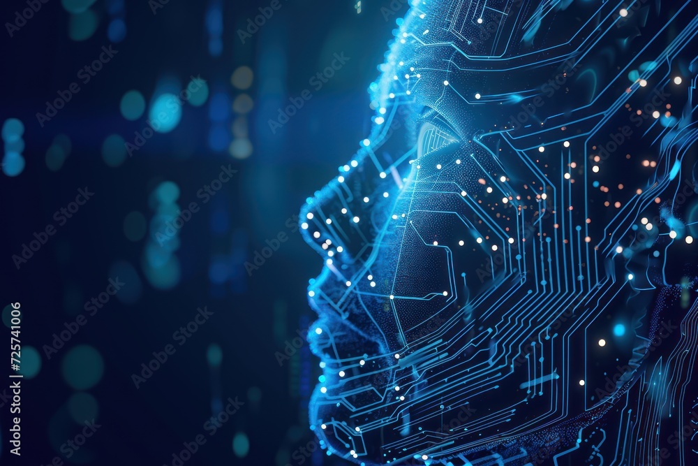 Poster artificial intelligence concept ai electronic brain powered by processor modern information technolo