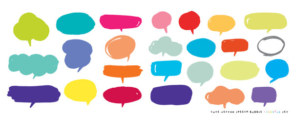 Obraz premium Cute vector speech bubble colorful set,Hand drawn set of speech bubbles with handwritten for book ,card, business, poster design. Vector illustration design for fashion fabrics, textile graphics