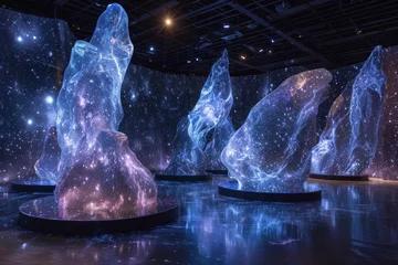 Deurstickers A cosmic art installation with sculptures made of starlight and nebulae Symbolizing the unity of art and science © Bijac