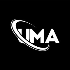 Fototapeta na wymiar UMA logo. UMA letter. UMA letter logo design. Initials UMA logo linked with circle and uppercase monogram logo. UMA typography for technology, business and real estate brand.