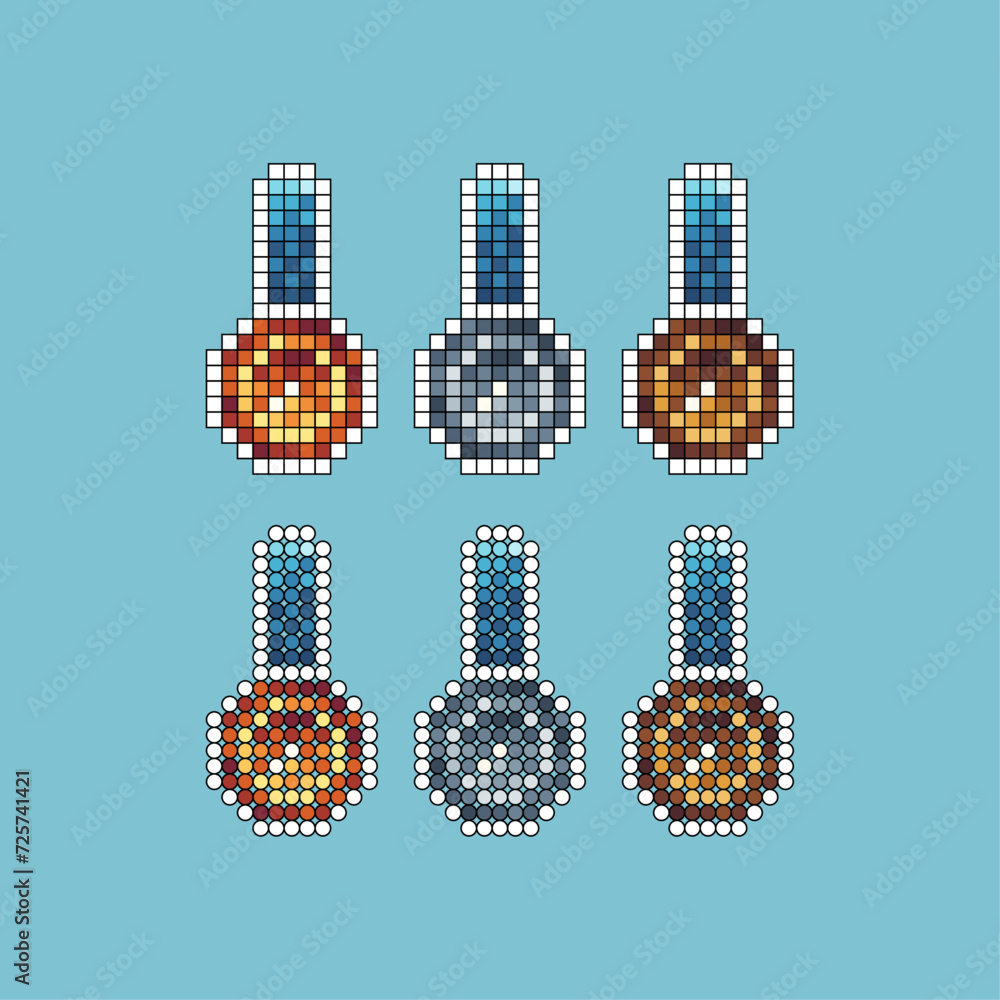 Poster pixel art stroke sets icon of medal winner variation color.medallion icon on pixelated style. 8bits 