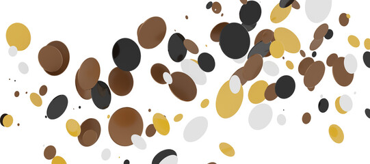 Multicolor confetti abstract background with a lot of falling pieces, isolated on a white background. Festive decorative tinsel element for design