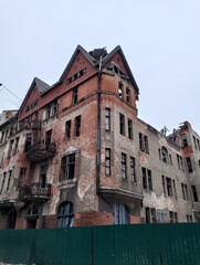 old delapidated house in Tcherniachovsk, Russia, former Insterburg, East Prussia
