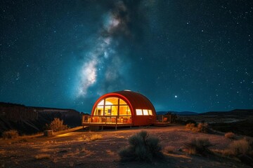 Fototapeta na wymiar A stargazer's retreat on a remote planet Offering unobstructed views of cosmic events and celestial phenomena