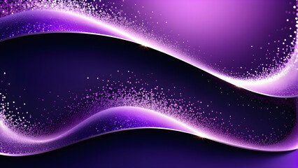 abstract wave violet glitter wave background. Wave and light abstract background with shining floor particle star dust. Futuristic glittering Luxury's parking on wallpaper background.