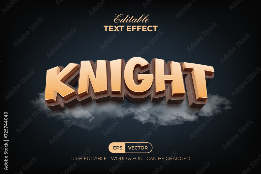 Poster knight text effect game logotype 3d style theme.