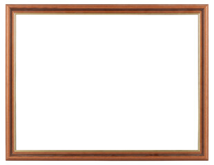 A narrow wooden picture frame in a classic design on a transparent background, in PNG format.