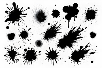 Big set of grunge splashes, paint splashes, stains on a white background, illustration. Playground AI platform.