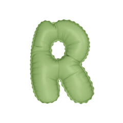 3D pastel light green color helium balloon letter R