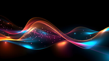 Blurry glowing wave and neon lines abstract,,
Abstract Multicolor Wavy Line of Light on Dark Background Vector Pro Vector - obrazy, fototapety, plakaty