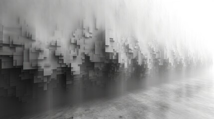  a black and white photo of a wall made of squares and rectangles, with a white background and a black and white photo of a wall made of squares and rectangles and rectangles and rectangles.