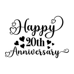 Anniversary typography design on plain white transparent isolated background for card, shirt, hoodie, sweatshirt, apparel, tag, mug, icon, poster or badge