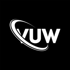 VUW logo. VUW letter. VUW letter logo design. Initials VUW logo linked with circle and uppercase monogram logo. VUW typography for technology, business and real estate brand.