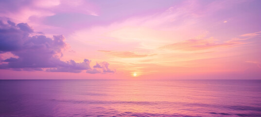 Naklejka na ściany i meble Tranquil Sunset Seascape, Soft Violet and Magenta Hues