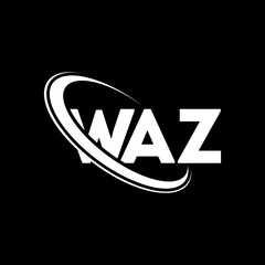 WAZ logo. WAZ letter. WAZ letter logo design. Intitials WAZ logo linked with circle and uppercase monogram logo. WAZ typography for technology, business and real estate brand.