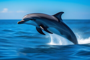 Fototapeta premium Elegant Dolphin Leaping Above the Ocean Waves in a Spectacular Display of Grace and Agility